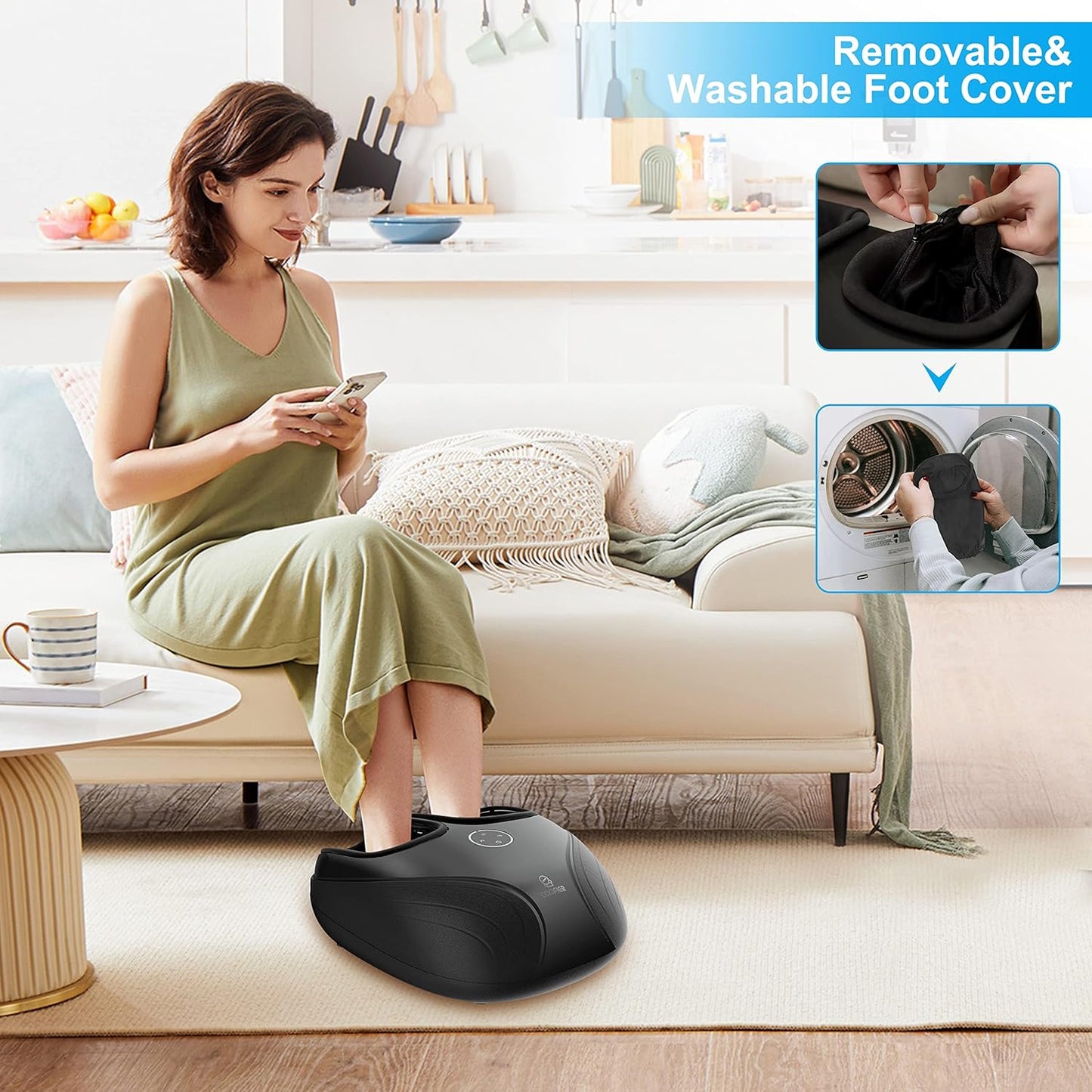 COMFIER Shiatsu Feet Massager Machine,Birthday Gifts for Men&Women,Foot Massager with Heat,Kneading Rolling Compression for Plantar Fasciitis,Neuropathy Fits up to Men Size 12, for Home Office Use