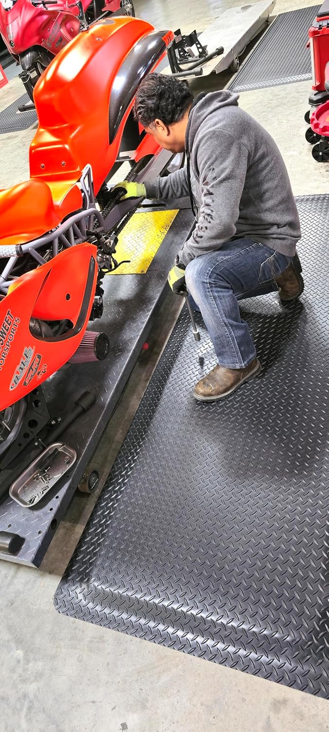 Rhino Mats, American Classic Diamond Anti-Fatigue Mats, Industrial Ergonomic Comfort Standing Mat for Work, Home, Garage, Office, Kitchen or Anywhere (Black 9/16" Thick, 2 FT. x 18 FT.)