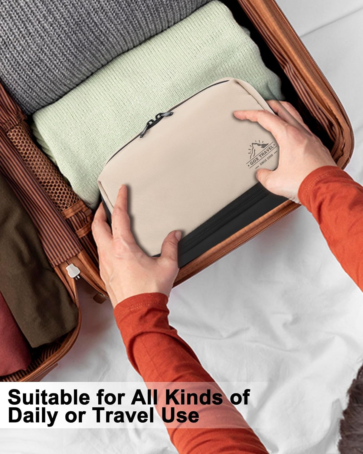 GOX Mens Toiletry Travel Bag Dopp Kit Case Water-resistant Shaving Bag for Toiletries Accessories Portable toiletry bag for Brushes Tools