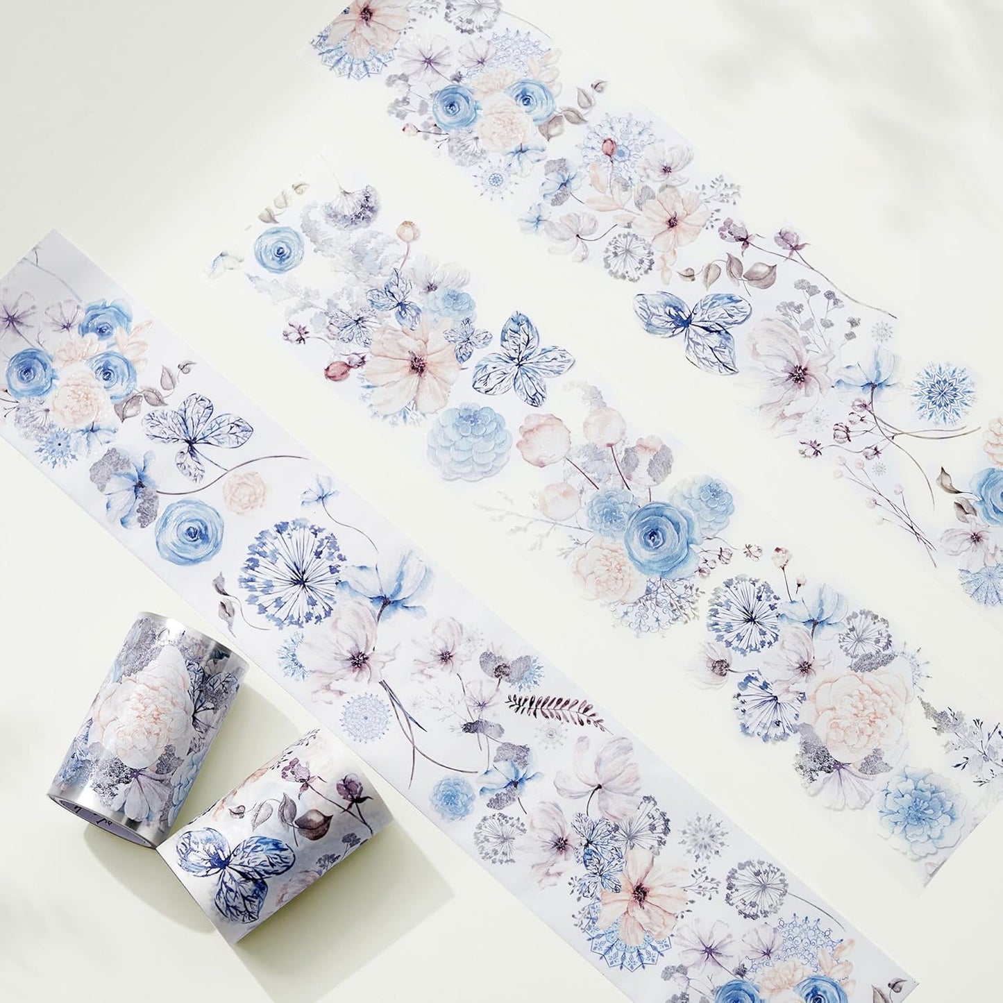 WT Frozen Wide PET Tape, Single Roll, Original Designs, Vintage Floral Decorative Tape, Transparent Adhesive Craft Tape for Journals, Scrapbooks, Bujo Planners, DIY Supplies, Holiday Gifts