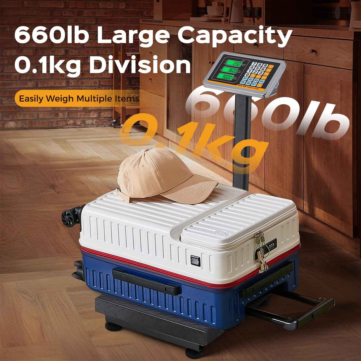 Bonvoisin Digital Platform Scale 660LBs Heavy Duty Floor Scale KG/LB Switchable Postal Shipping Scale for Weighing Packages, Luggage, Suitcases, Boxes