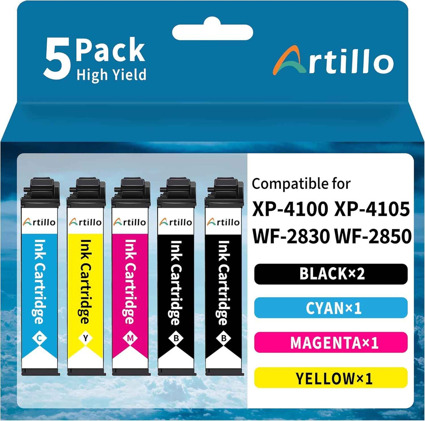 Remanufactured Ink Cartridge Replacement for Epson 212XL Ink Cartridges 212 T212 T212XL for Expression Home XP-4100 XP-4105 Workforce WF-2830 WF-2850 Printer (BMCY, 5 Pack)