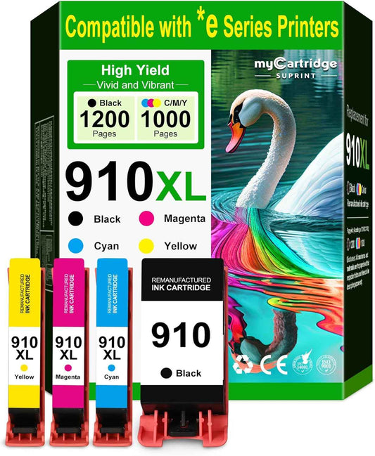 910XL Ink Cartridges for HP Printers Replacement for HP 910 Ink HP 910XL Ink Cartridges Combo Pack for HP 910 Work with OfficeJet Pro 8015e 8025e 8020e 8015 8020 8028e 8035e 8010e Printer(4 Pack)