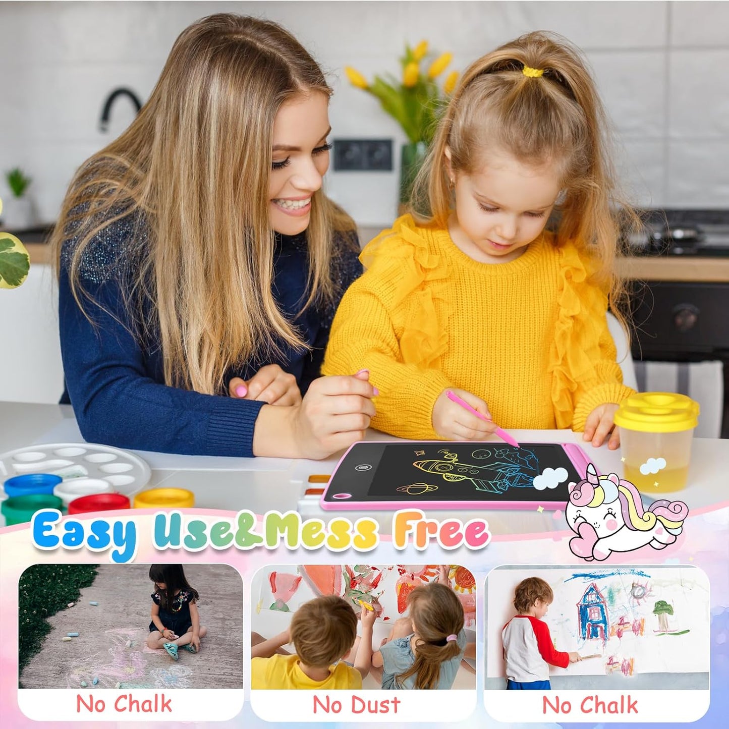 6 Pack LCD Writing Tablet for Kids 8.5 inch, Colorful Drawing Board with One-Click Erase, Lock, and Stylus, No Blue-ray Screen, Drawing Pad Toy for Ages 3-12 Boys and Girls Gifts 3+ Years Old