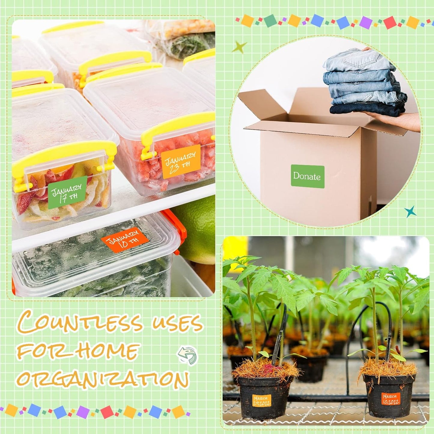 500 Pieces Rectangle Inventory Color Coding Labels 100 Per Roll Fluorescent Name Tag Stickers Thermal Printing Stickers (2 x 3 Inch,Fluorescent Color)