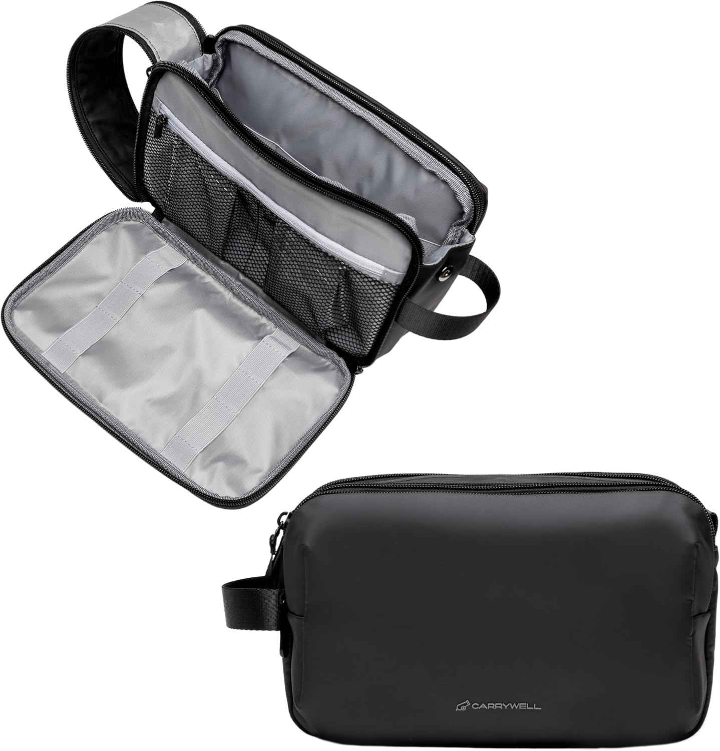 Carrywell (Not Made In China) Toiletry Bag For Men, Shaving Kit, Travel Organizer Dopp Kit, Interior Compartments and Pockets For Toiletries and Accessories, Black