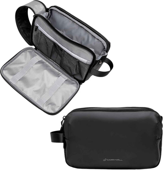Carrywell (Not Made In China) Toiletry Bag For Men, Shaving Kit, Travel Organizer Dopp Kit, Interior Compartments and Pockets For Toiletries and Accessories, Black