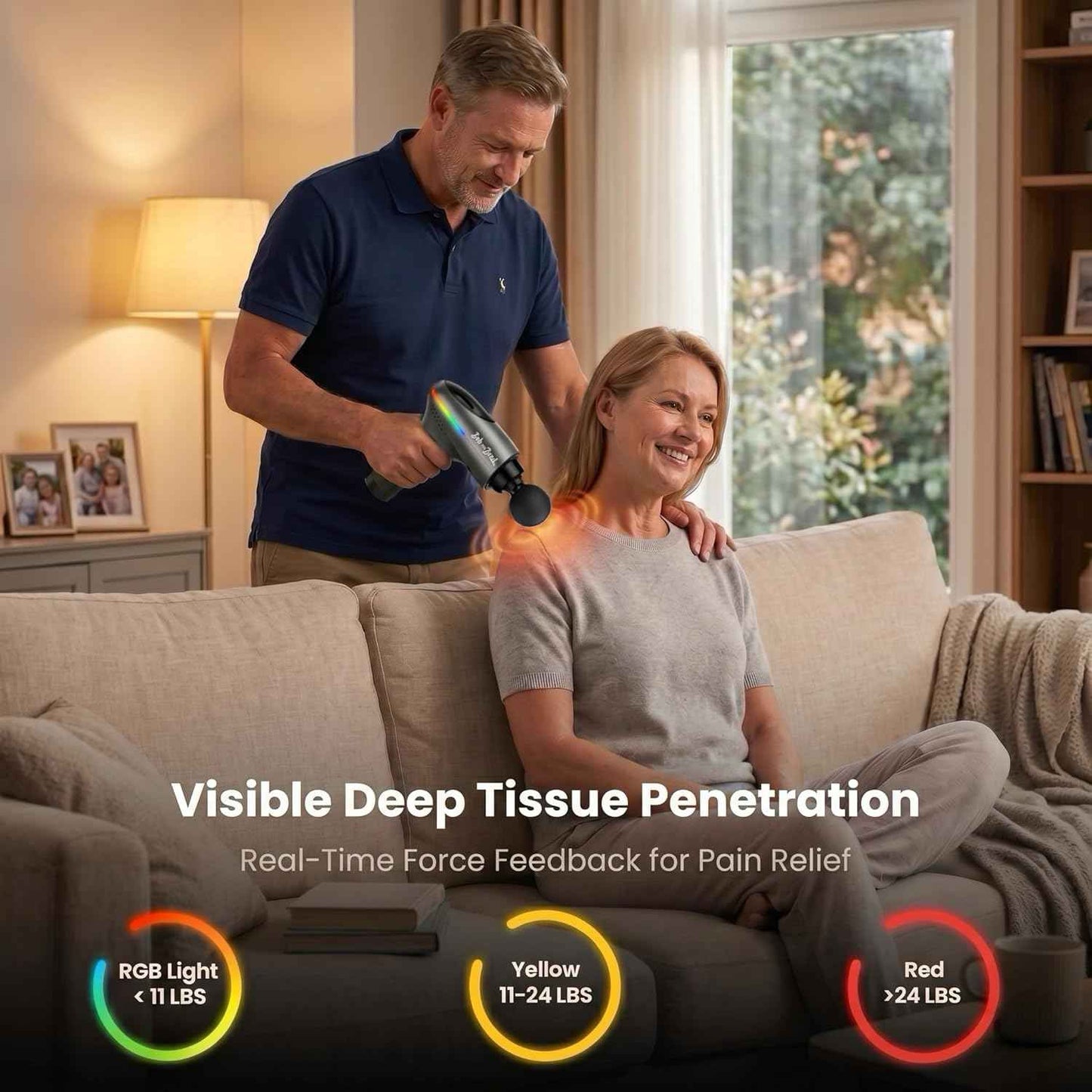 BOB AND BRAD A2 Ultra Deep Tissue Massage Gun with Red Light & Infrared Heat, FSA-HSA Eligible, Pro Percussion Muscle Massager for Athletes, Back, Leg & Full Body Pain Relief with Smart Force Sensor