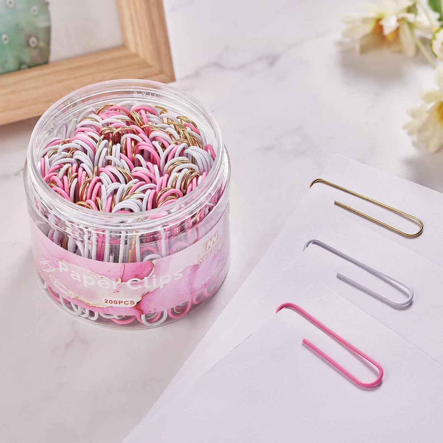 NEEWAY 200pcs Large Pink Paper Clips, 2 Inch Jumbo Paper Clip, Ceative Colored Paperclips for Paperwork Office School and Personal Use