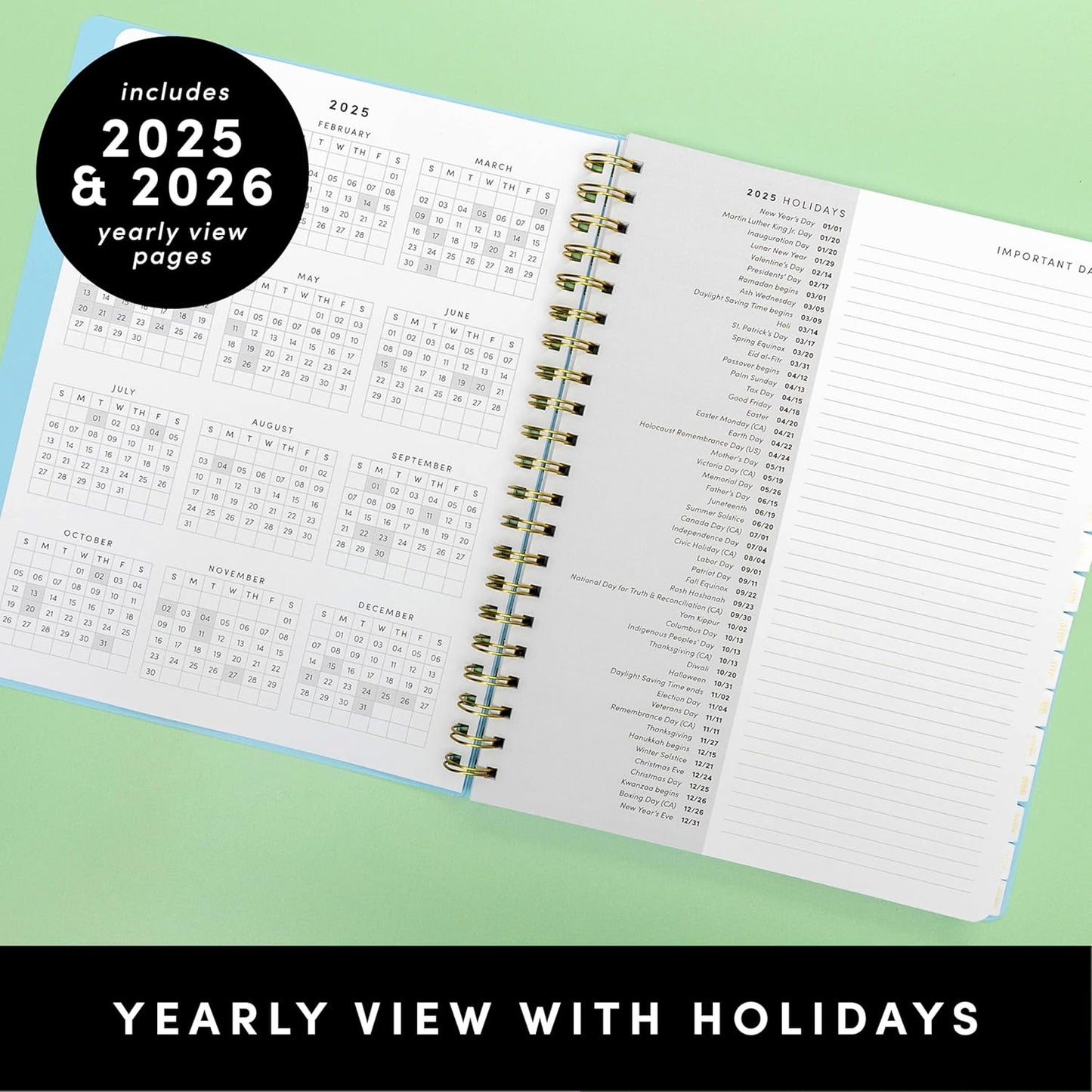 PAPERAGE 17 Month Academic Planner 2025-2026, Weekly & Monthly Spreads, August 2025 - December 2026, Large (8.5 in x 11 in), Black