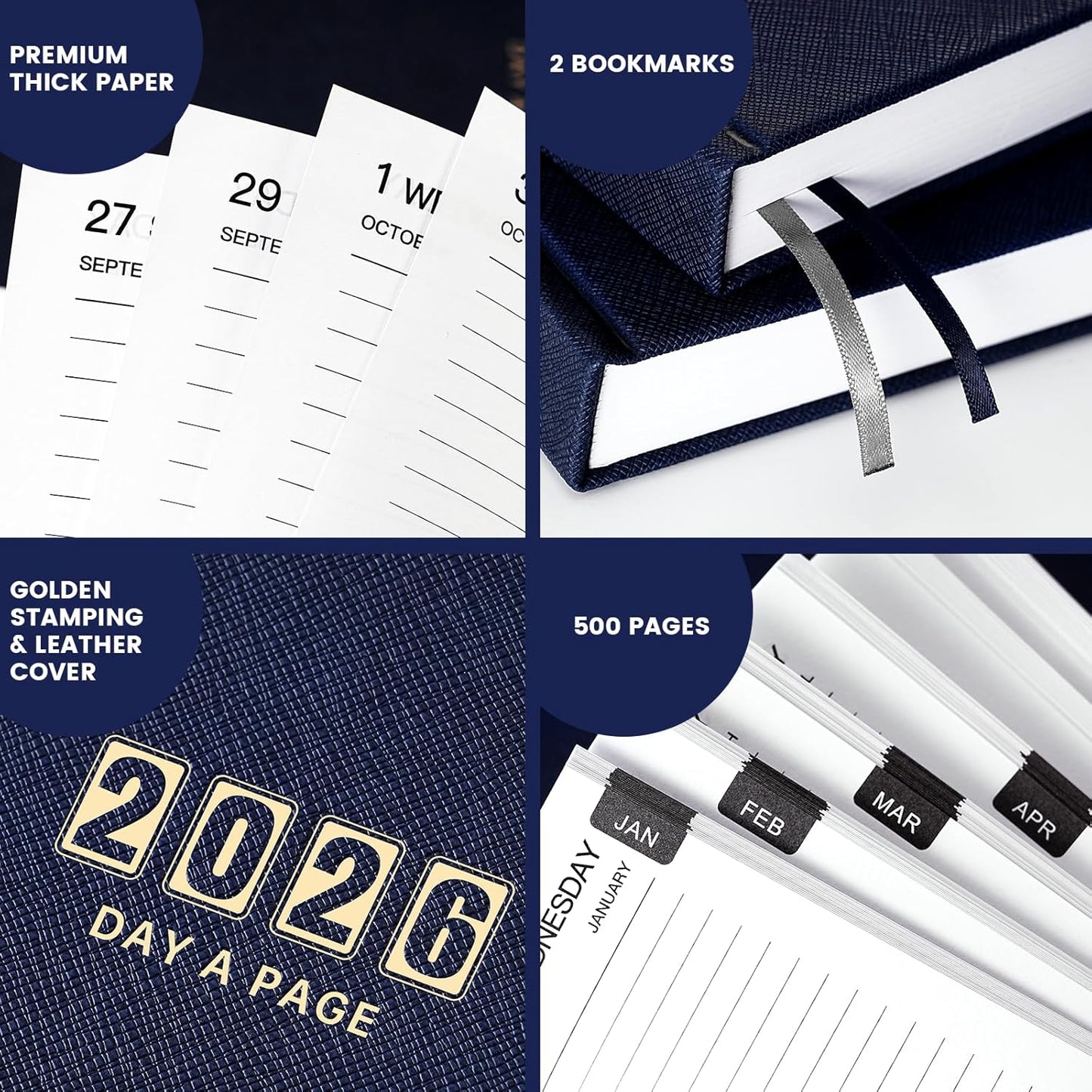 2026 Daily Planner - Daily Planner One Page Per Day, Planner 2026, JAN 2026- DEC 2026, Page A Day Calendar, Agenda for 365 Days, 2026 Planners for Organizing, 5.8" x 8.4", Blue