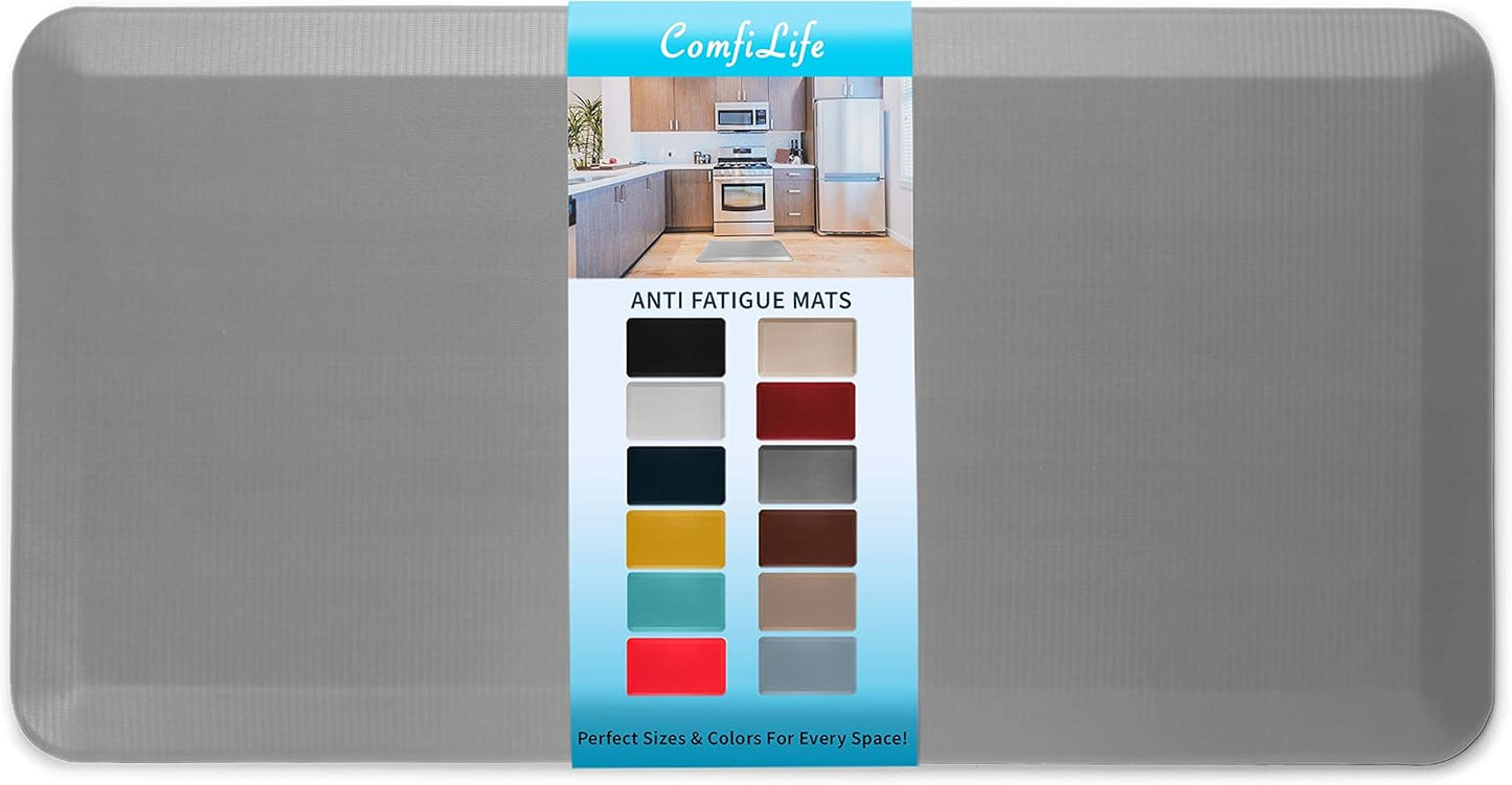 ComfiLife Anti Fatigue Floor Mat – 3/4 Inch Thick Kitchen Mats for Floor, Standing Desk Mat, Kitchen Rug – Comfort at Home, Office – Durable – Stain Resistant – Non-Slip Bottom (24" x 70", Gray)