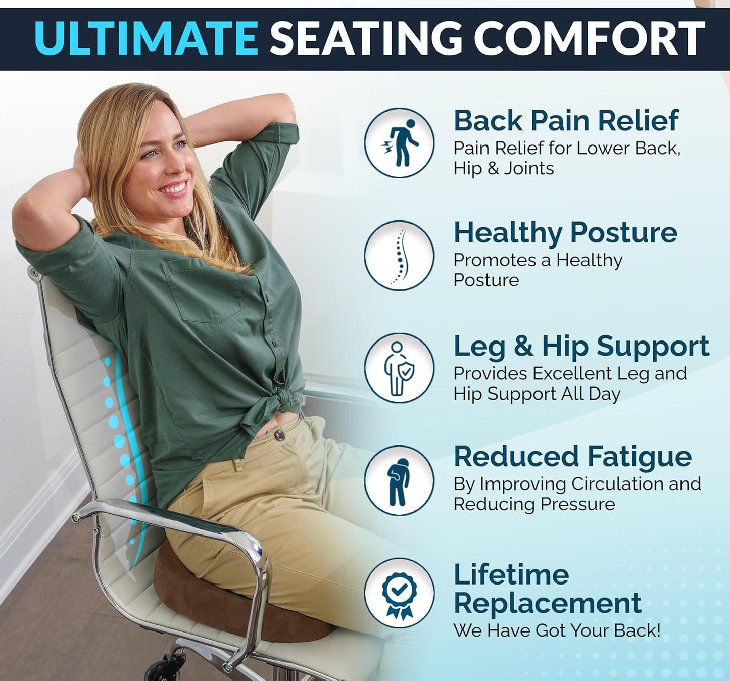 ComfiLife Premium Gel & Memory Foam Seat Cushion – Doctor Recommended Office Chair Cushion, Car Seat Cushion – Chair Cushions for Back & Sciatica Pain Relief – Seat Cushions for Office & Desk (Brown)