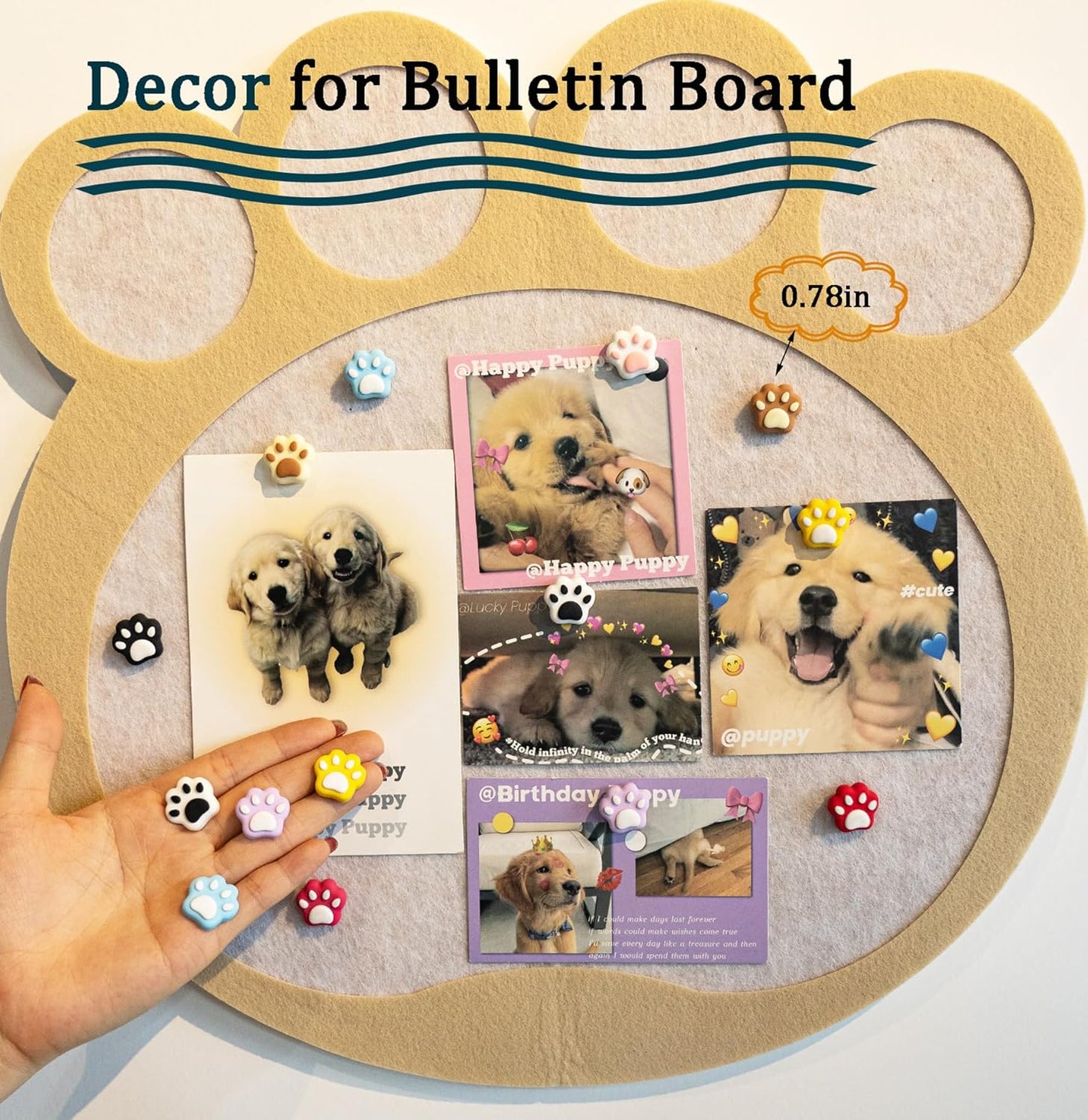 30Pcs Push Pins for Bulletin Board, Cute Push pins,Decorative Thumb Tacks, Cork Boards for Walls, for Women Office Decor,Classroom Decor,Cubical Decor,Home Decor (30-Cat Paw)