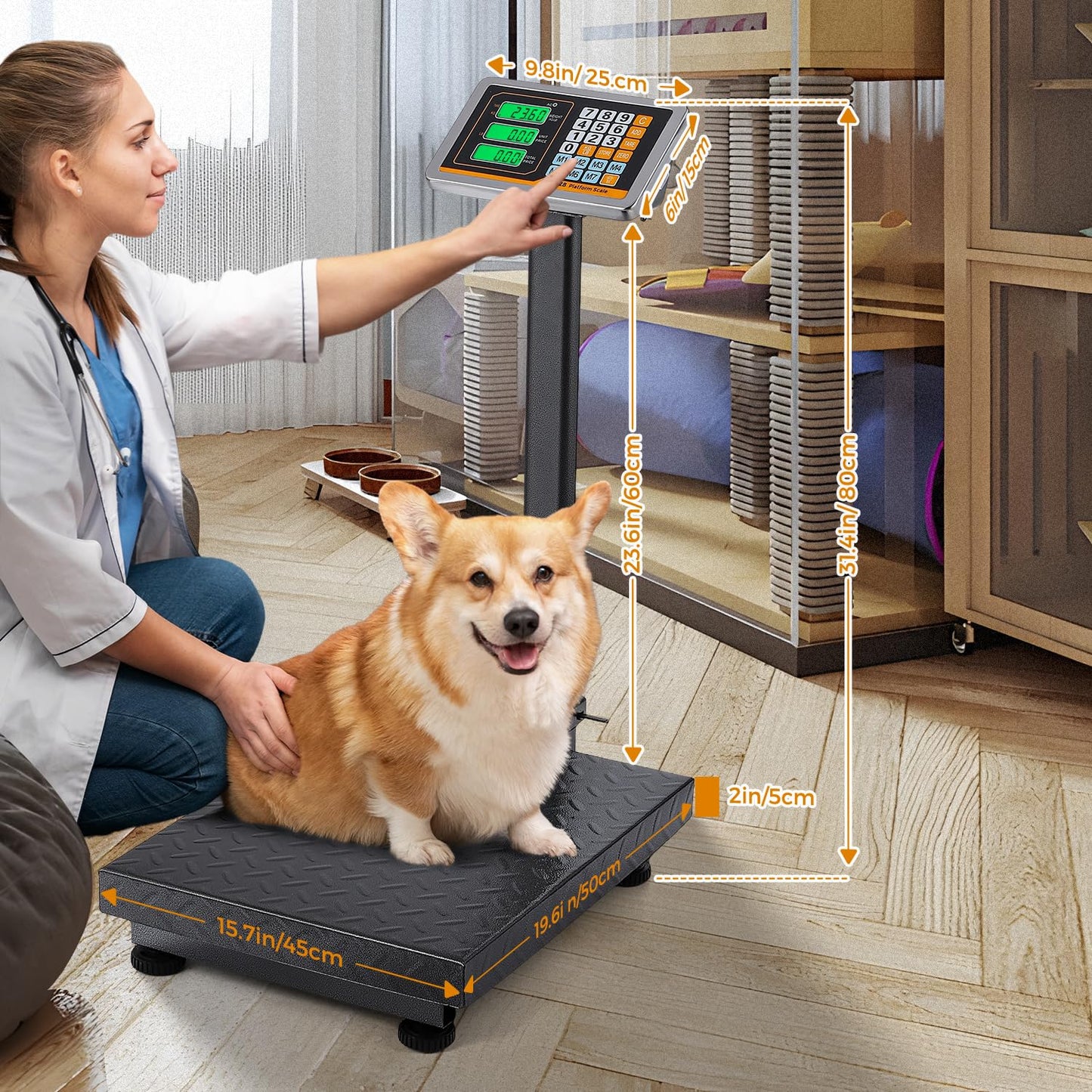 Bonvoisin Digital Platform Scale 660LBs Heavy Duty Floor Scale KG/LB Switchable Postal Shipping Scale for Weighing Packages, Luggage, Suitcases, Boxes