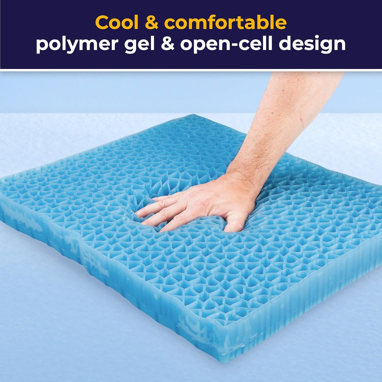 Drive Medical DualEase Gel Seat Chair Cushion for Wheelchair, Office Chairs & More, 20 Inch 2-Sided Pressure Relieving Cushion with Cooling Airflow, Machine Washable Cover, 2-Year Warranty