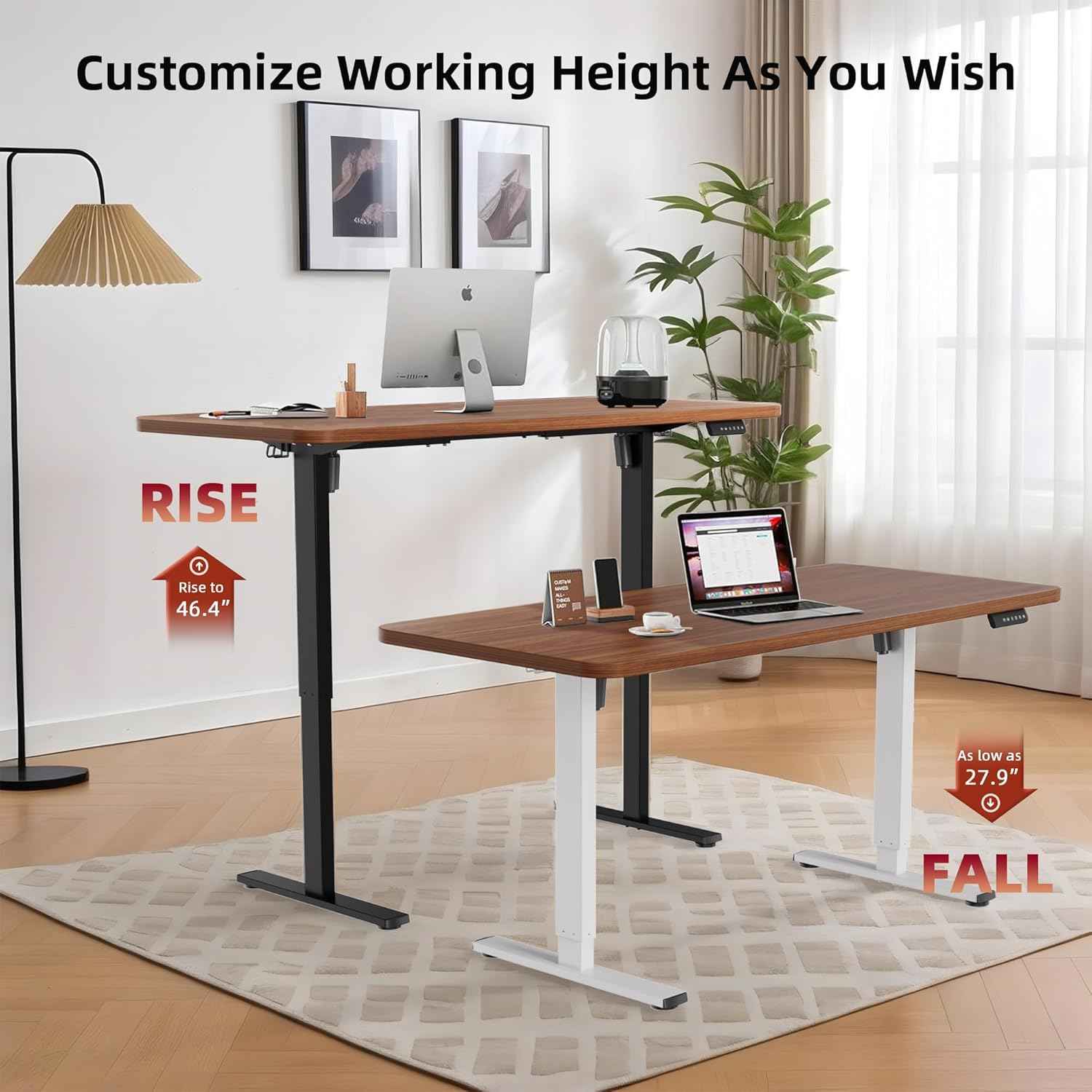 Standing Desk Frame with 330lbs Powerful Dual Motor, Electric Adjustable Height Computer Desk Legs, Sit Stand Up Desk Base with Memory Controller, for Home Office, Black,ED04NB (Frame Only)
