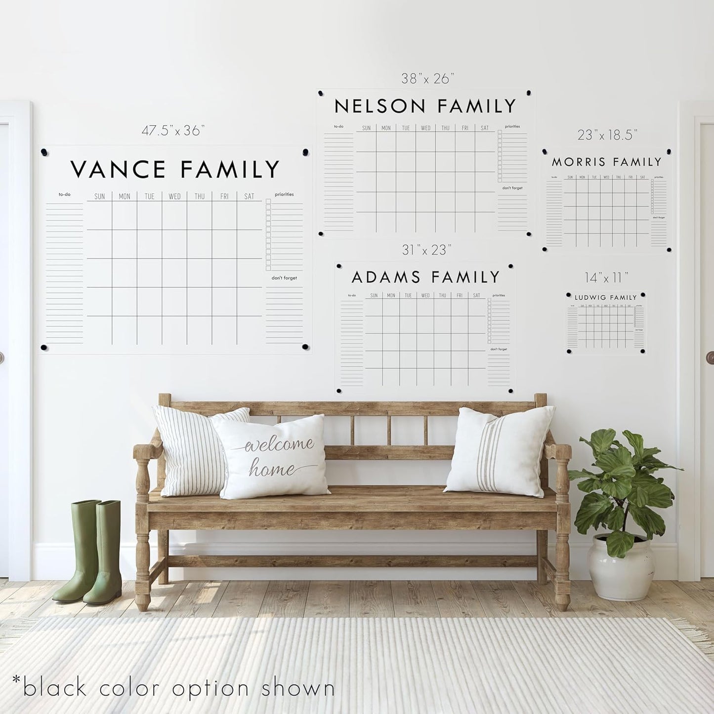 Personalized Clear Acrylic Calendar for Wall, Calendar Whiteboard for Wall, Dry Erase Wall Calendar, Wall Calendar Organizer System for Home (Block, Jade, 23"W x18.5"H)