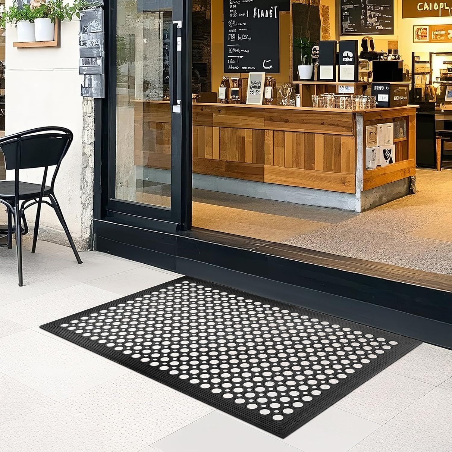 Out Door Rubber Floor Mats Anti Fatigue Restaurant Kitchen Rubber Drainage Mat Durable No Slip Bar Floor Mats Used for Indoor Outdoor Wet Area 24" x 36" Black - Lumora Desk