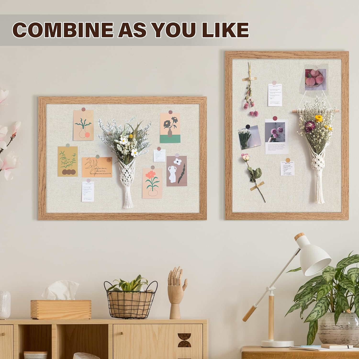 Cork Board Bulletin Board 18" x 24", 2-Pack Large Linen Corkboards with Frame for Walls, Cute Picture Display Pin Board Vision Board for Room School Office Bedroom 40 Pushpins Carbonized Black - Lumora Desk