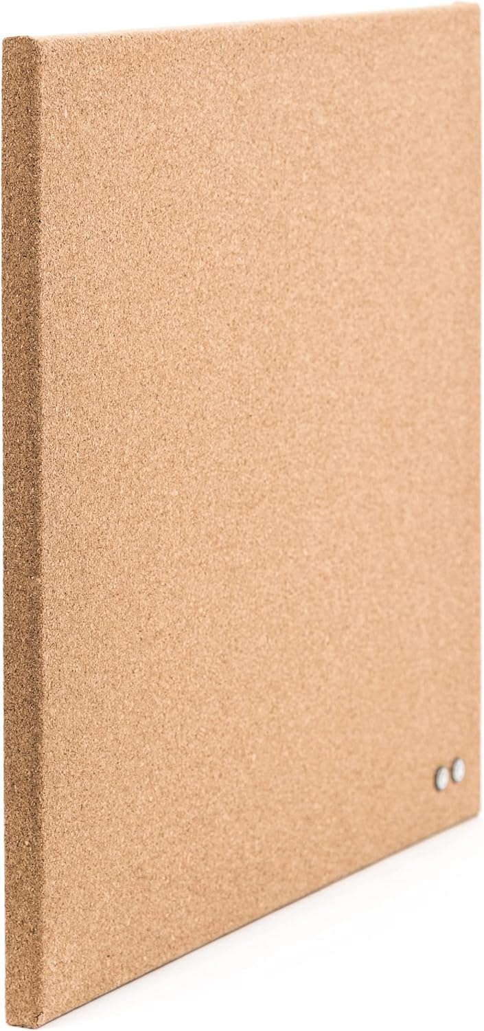 U Brands Frameless Square Cork Bulletin Board, Office Supplies, 14” x 14”, Natural, with Push Pins, 1 Count - Lumora Desk