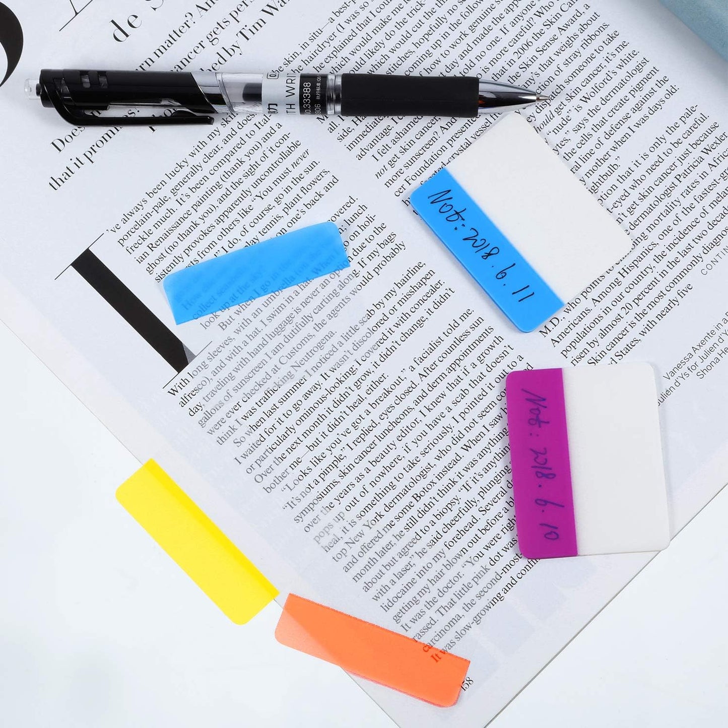 Jovitec 800 Pcs 40 Sets Sticky Tabs 2 Inch Colored Index Tabs Writable and Repositionable Labels for File Folders Books Reading Notes Classify File(Fresh Colors)