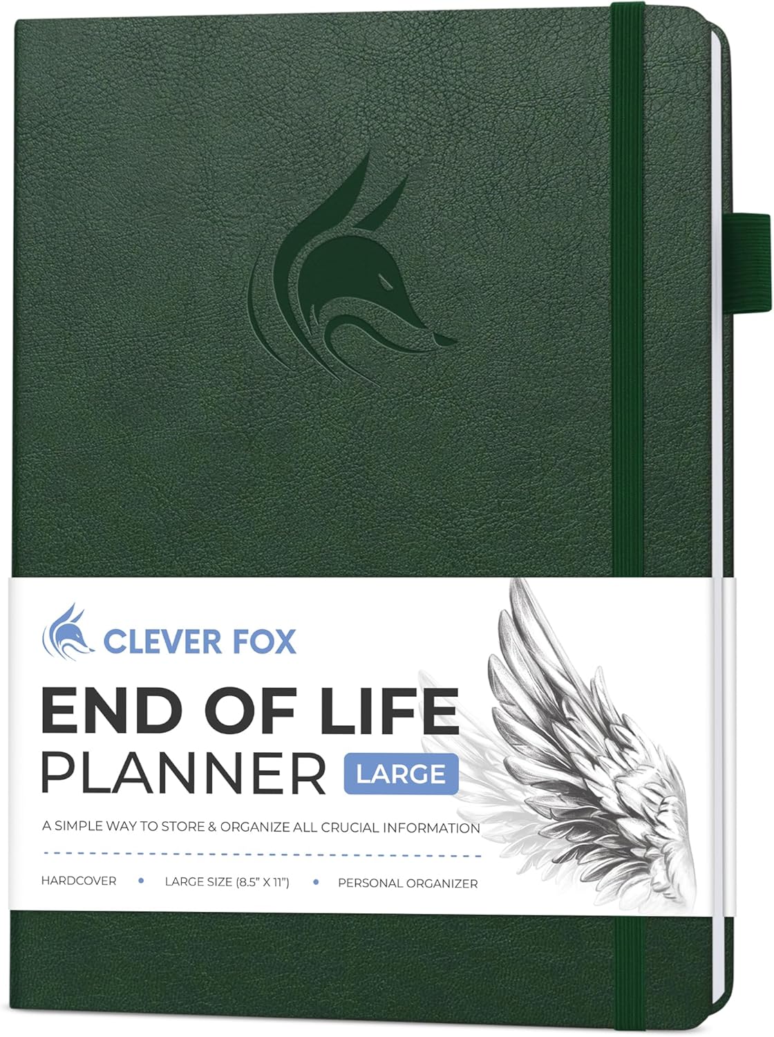 Clever Fox Large End of Life Planner – Guided Final Arrangements Organizer Notebook for Instructions, Beneficiary Info, Will Preparation, Last Wishes & Funeral Planning – 8.5" x 11" (Dark Green)