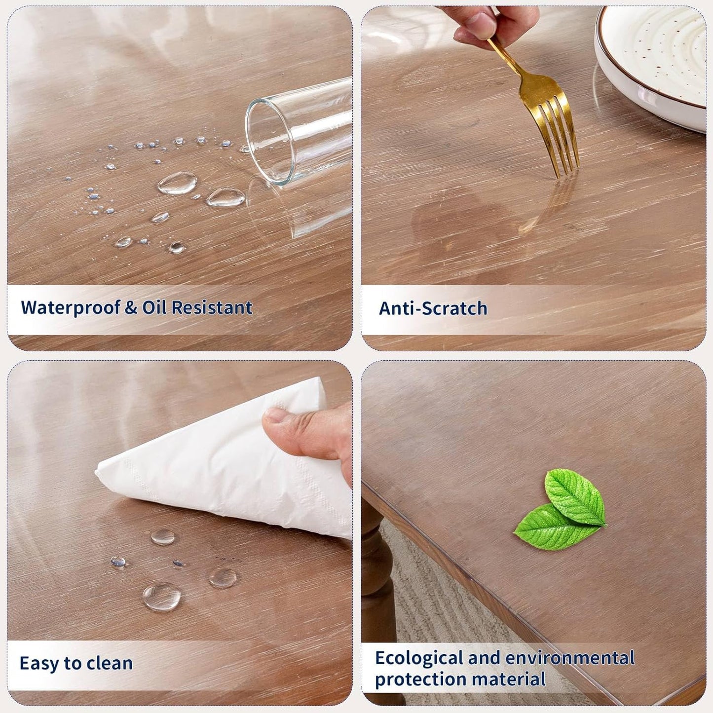 16 x 28 Inch Clear Table Cover Protector, 2mm Thick Clear Desk Mat, Plastic Table Cover, Vinyl Table Protector, Desk Mats on Top of Desks