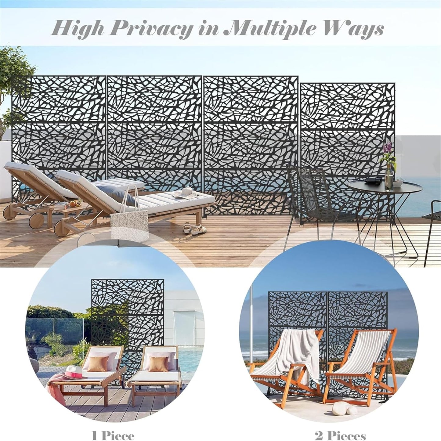 NicBex Room Divider 1 Panel Room Dividers with Mesh Shape Design Partition Room Dividers and Metal Privacy Screens Wall Divider for Outdoor, Room Separation,48.31" W x 15.75" D x 70.75" H, Black - Lumora Desk