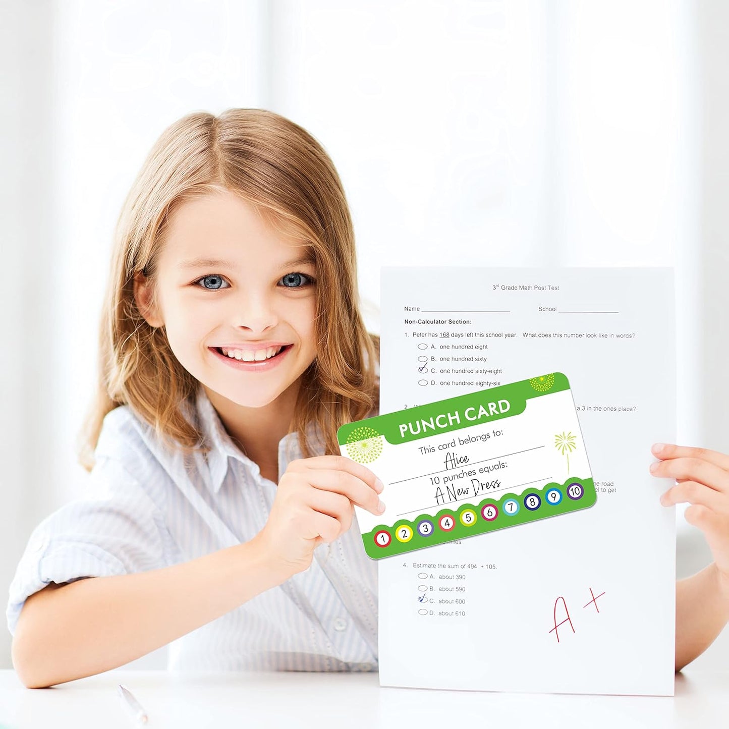 102 PCS Punch Cards, Incentive Reward Card Student Awards Loyalty Cards for Business, Classroom, Kids Behavior, Students, Teachers, 3.5” x 2”, 4 Styles