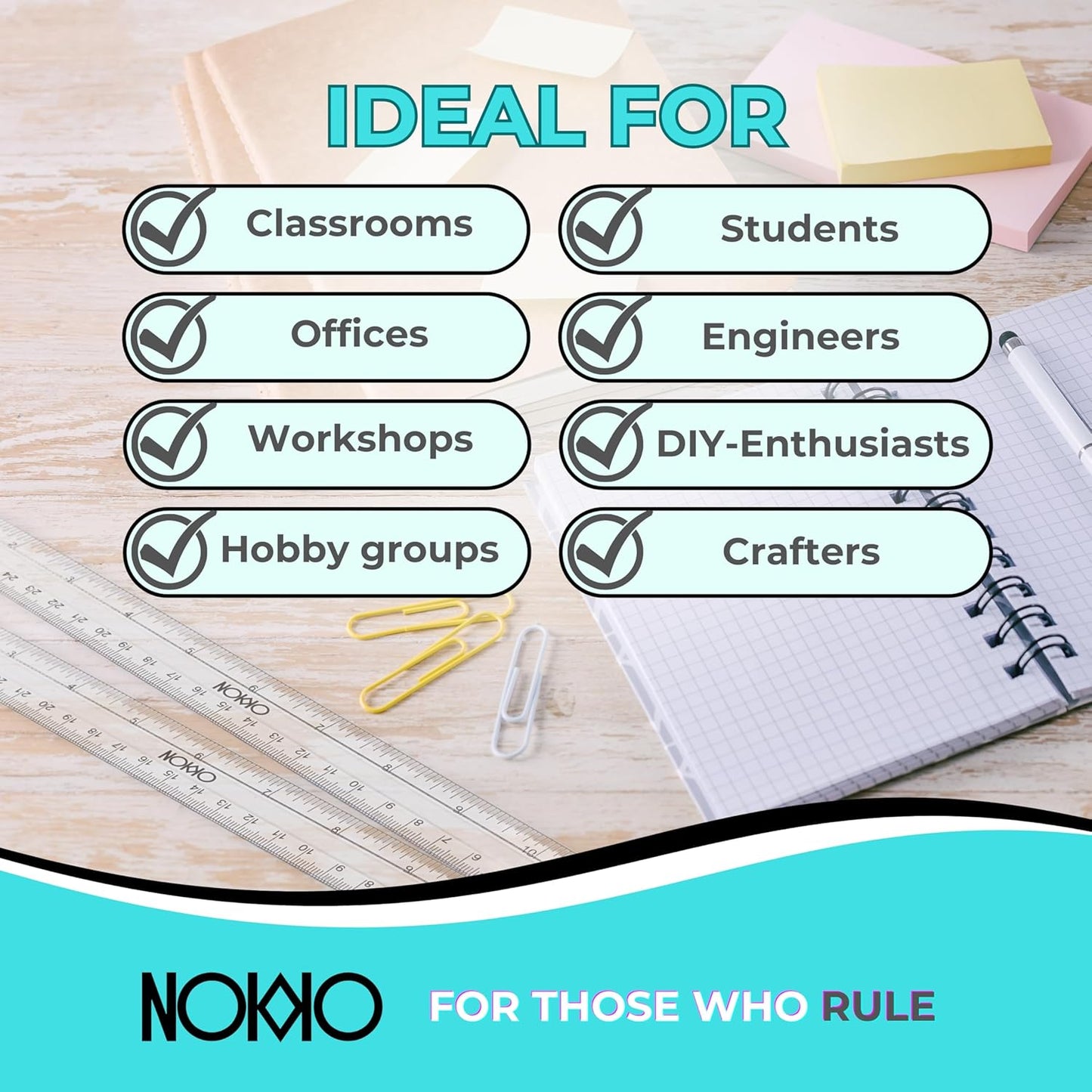NOKKO Rulers Bulk for Classroom - Pack of 50 - Clear Plastic Ruler 12 Inch / 30 cm - Transparent School Ruler with Inches and Centimeters - Back to School Supplies for Kids, Students and Teachers