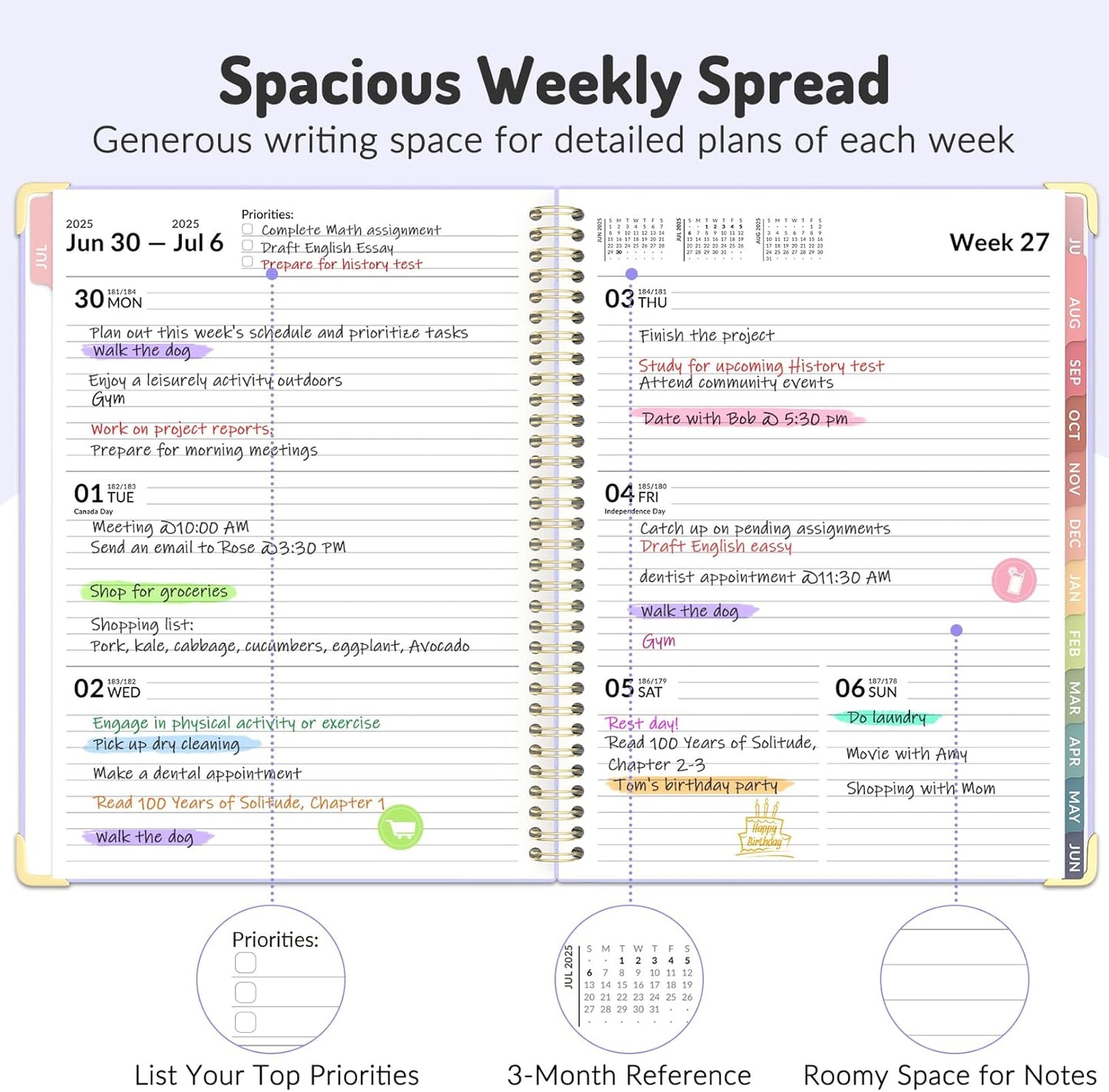 Jul 2025 - Dec 2026 Planner, Forvencer Academic Planner 2025-2026, 18 Month Daily Planner, 8.5" x 11", Weekly & Monthly Agenda Book, Hardcover Calendar Book, School Supplies for Student Teacher, Green