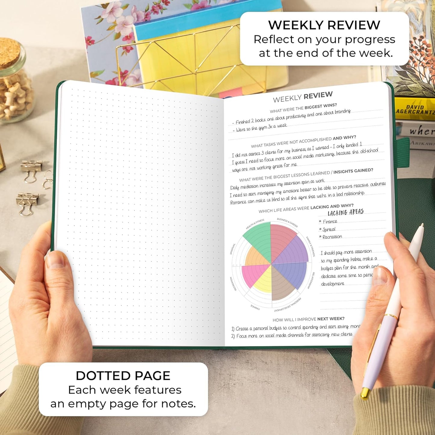 Clever Fox Planner Daily Premium – Undated Daily Planner with Hourly Schedule, Personal Organizer, Productivity Journal, 6 Months (Forest Green)