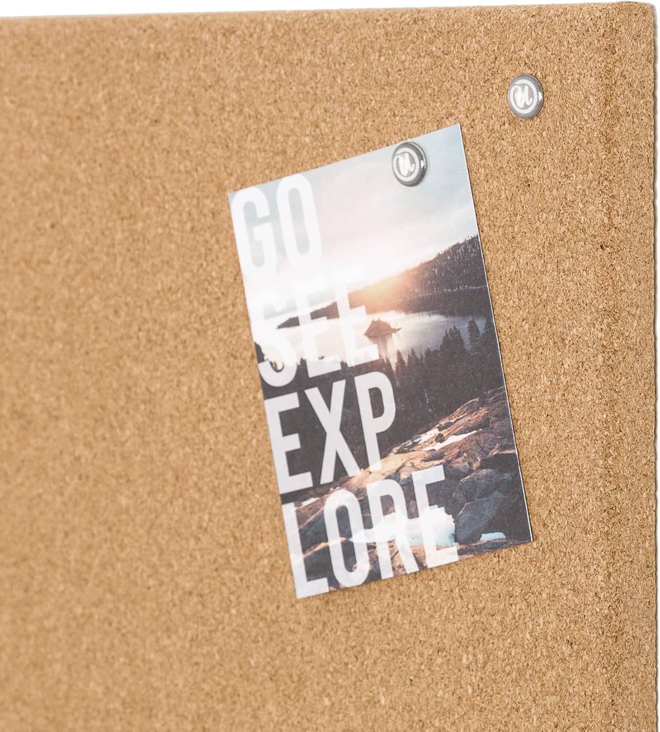 U Brands Frameless Square Cork Bulletin Board, Office Supplies, 14” x 14”, Natural, with Push Pins, 1 Count - Lumora Desk