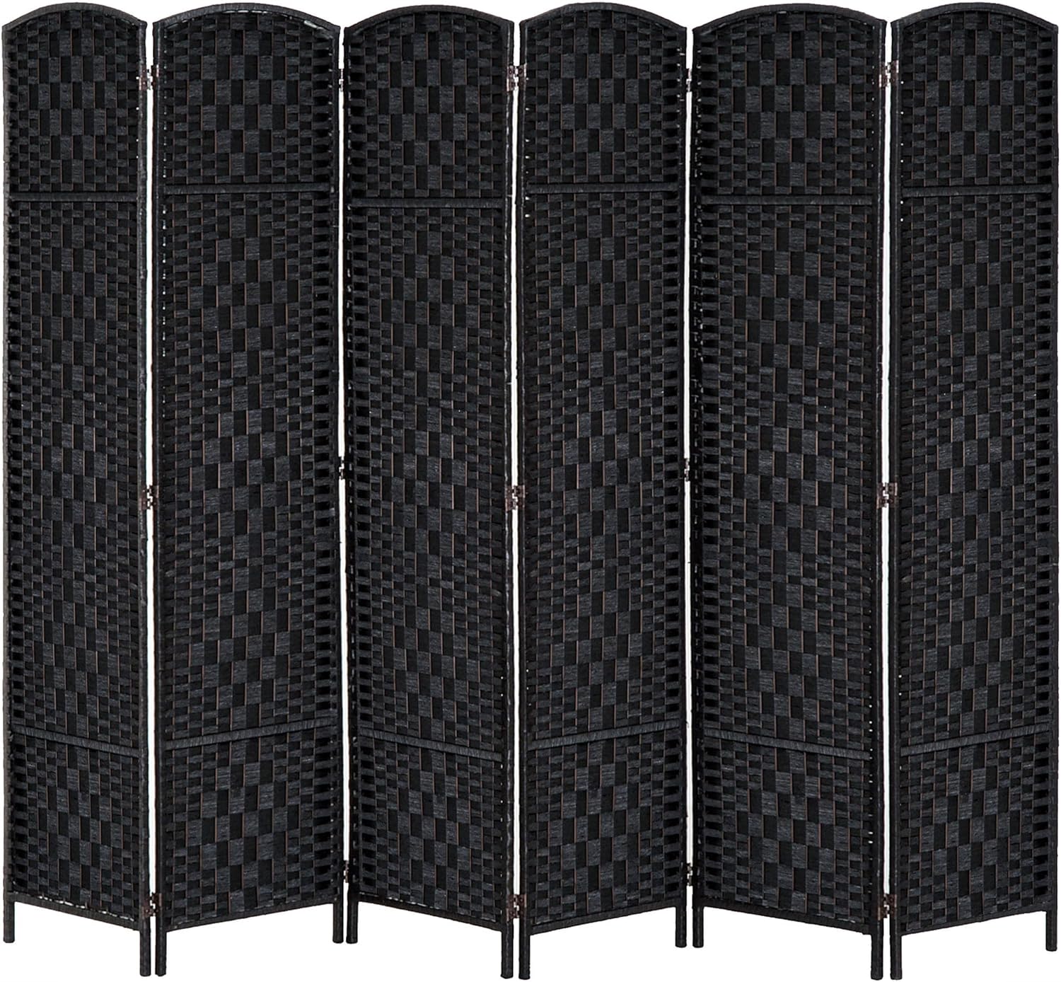 NicBex Room Divider 6 Panel Room Dividers with Wicker Weave Design Partition Room Dividers and Folding Privacy Screens 6 FT Wall Divider for Office, Room Separation,106.25"W x 0.75"D x 70.75"H, Black - Lumora Desk