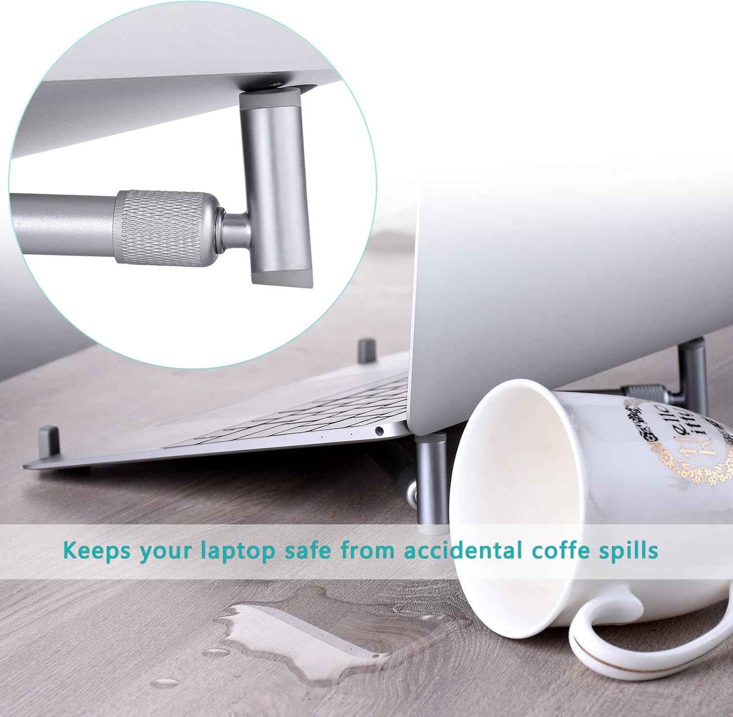 Portable Laptop Stand, Adjustable Laptop Stand for MacBook Pro, Aluminum Desk Foldable Compact Universal Computer Cooling Stand for 12 13 15 17 inch