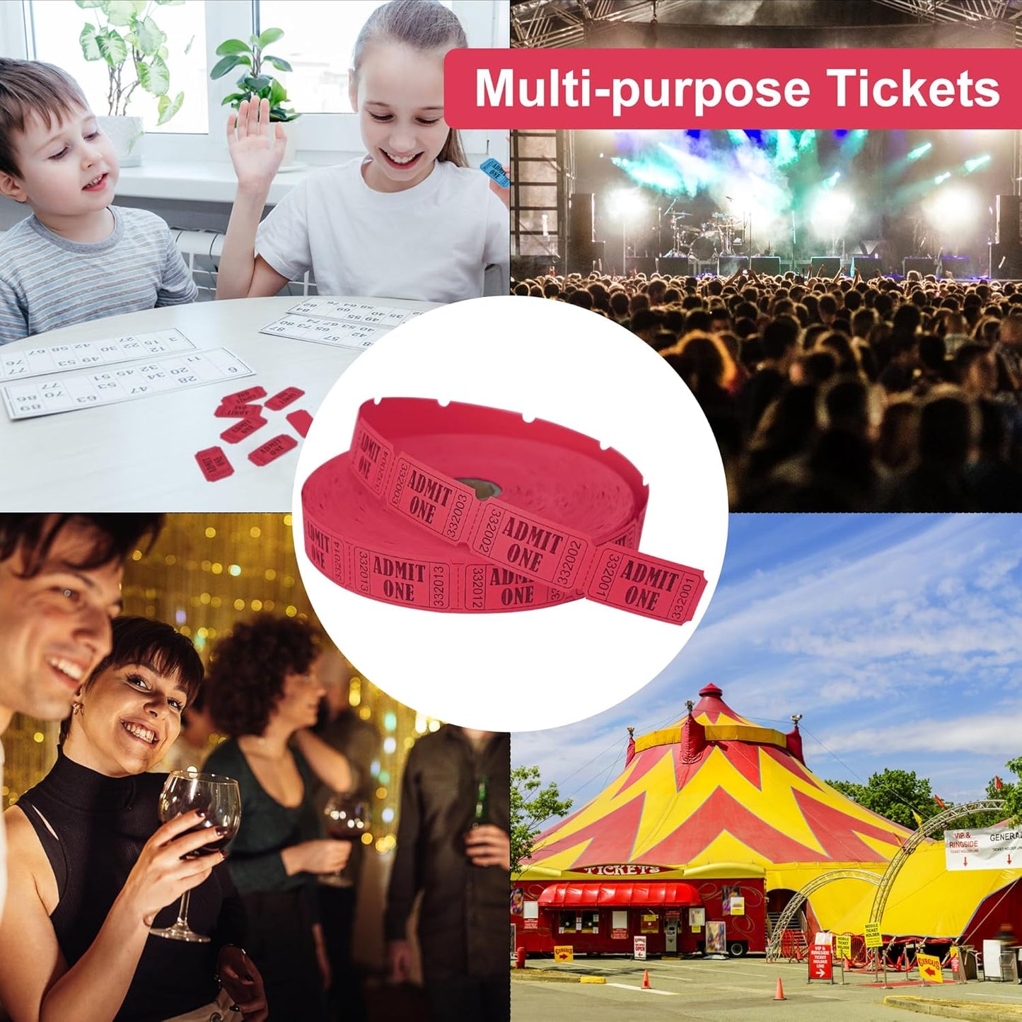 L LIKED 2000 Red Raffle Tickets with Perforations and Consecutive Numbers,Single Ticket Roll for Events, Carnivals, Door Prizes & Drinks