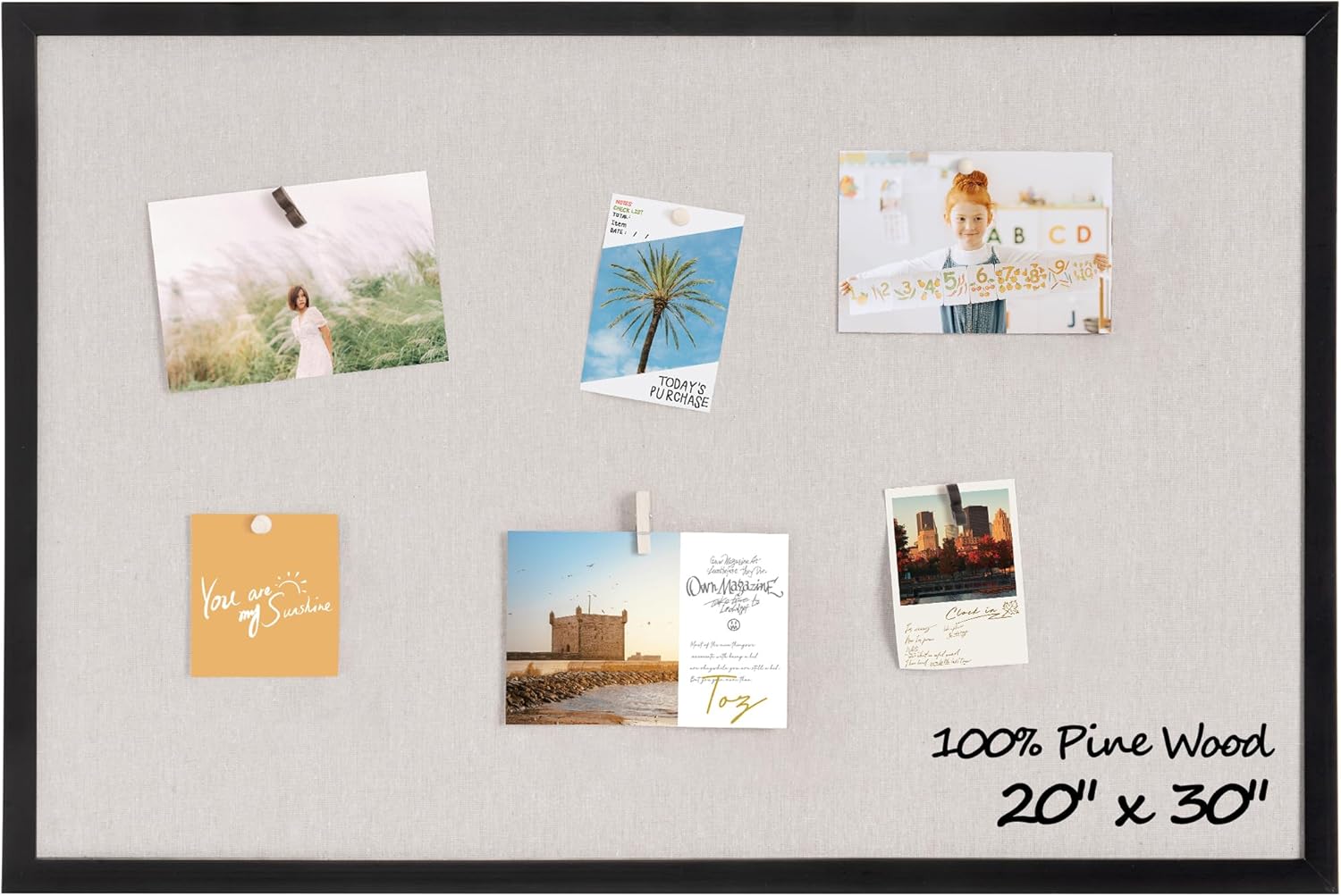 Fun Memories Cork Board Bulletin Board for Office, 20" x 30" Pine Wooden Framed Corkboard, Wall Mounted Notice Pin Board for School Home & Office, Black - Lumora Desk