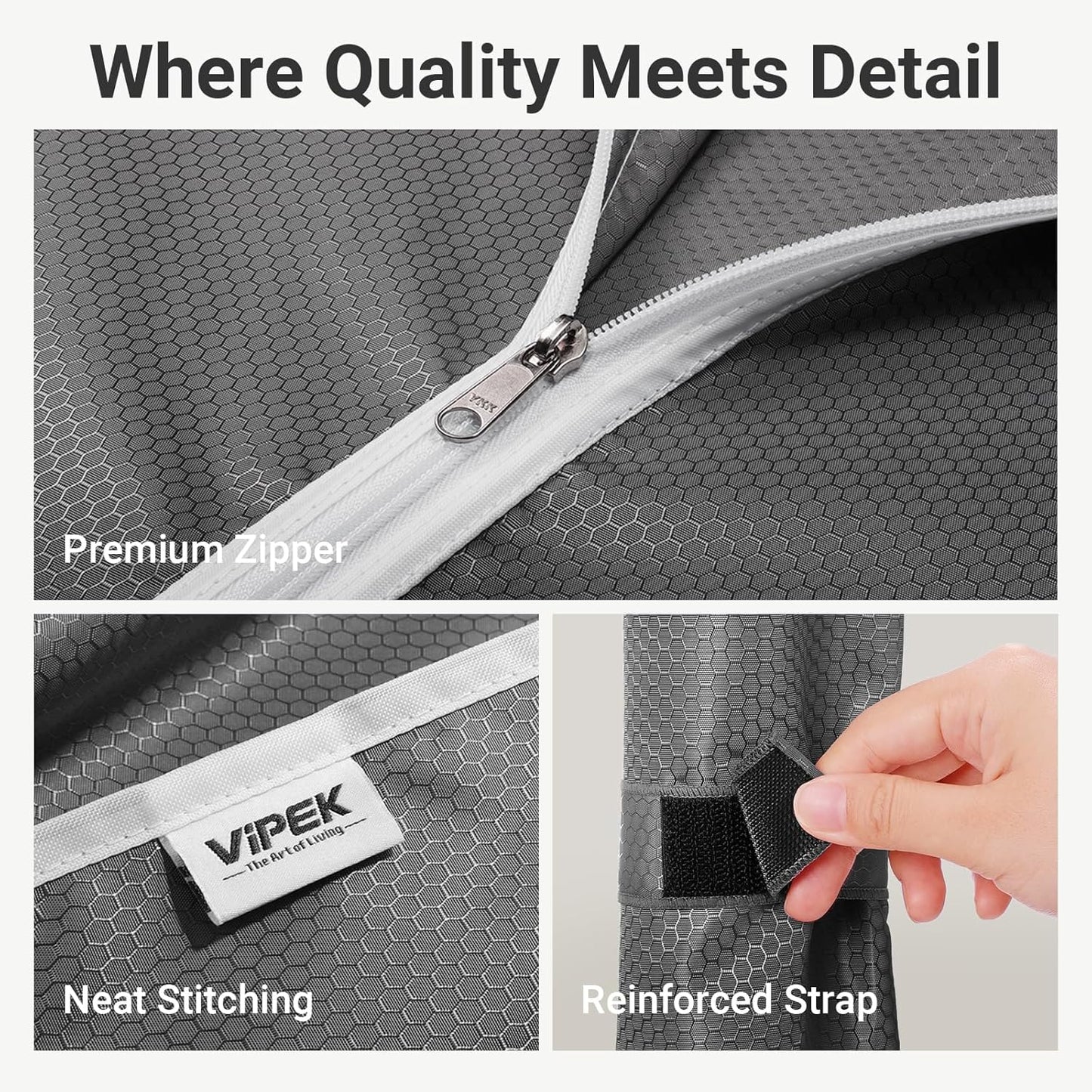 VIPEK R4C Rolling Garment Rack 6 Tiers Adjustable Heavy Duty Wire Shelving Portable Clothes Rack with Lockable Wheels, Black Metal Clothing Rack with Grey Upgraded Polyester Cover, Max Load 620lbs - Lumora Desk