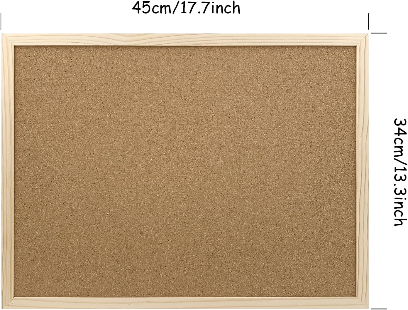 Cork Bulletin Board, 17.7X 13.3 Inches with Oak Wood Finish Frame, Wall Mounted for Office Home and School(Pins, Eye Bolts, gaskets, Screws) - Lumora Desk