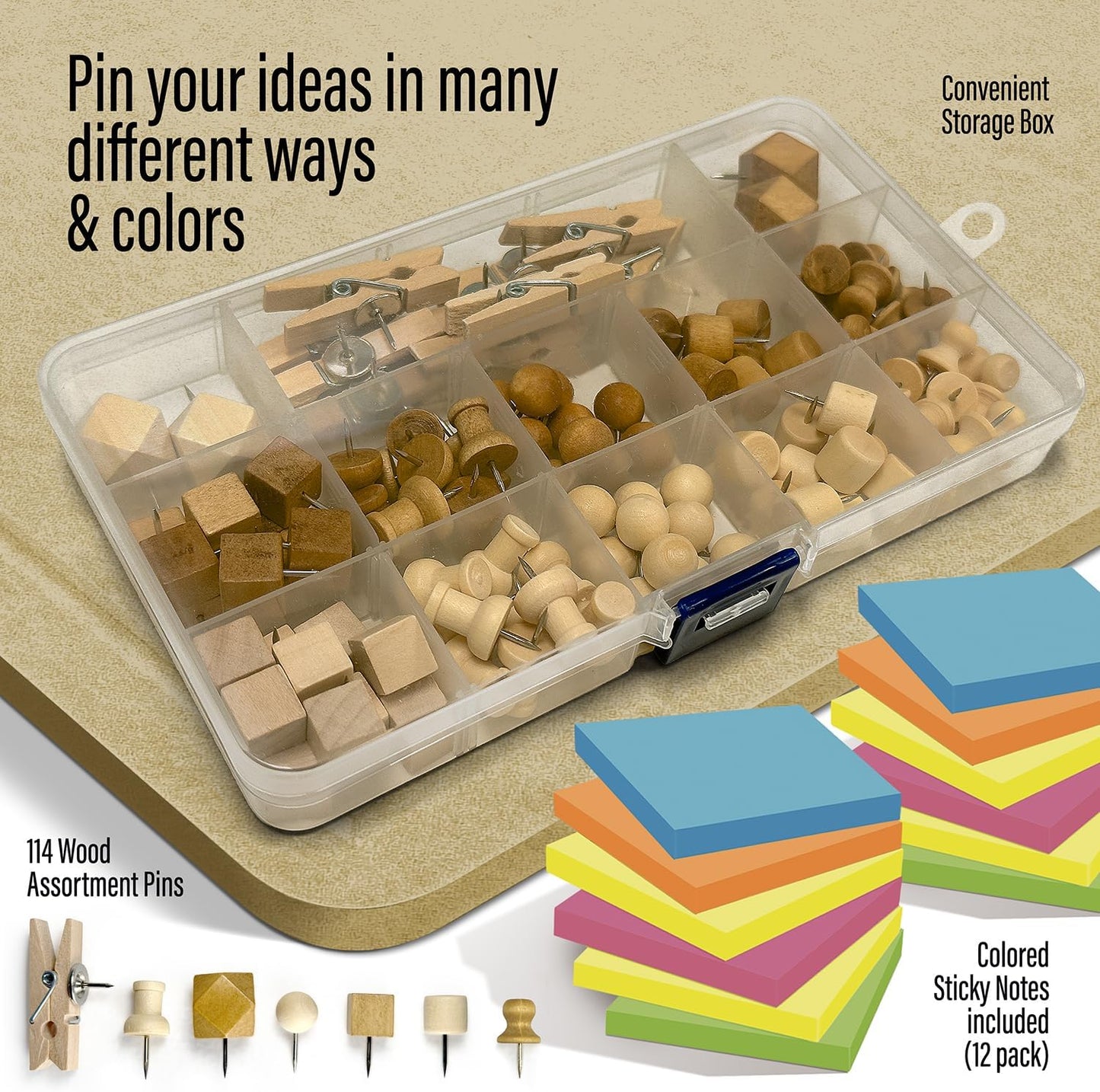 Large Bulletin Board 60 x 36 Inches - Foldable Felt Bulletin Board for Wall, Cork Board Alternative with 114 Wood Pins & 12 Note Pads, Vision Board - Khaki