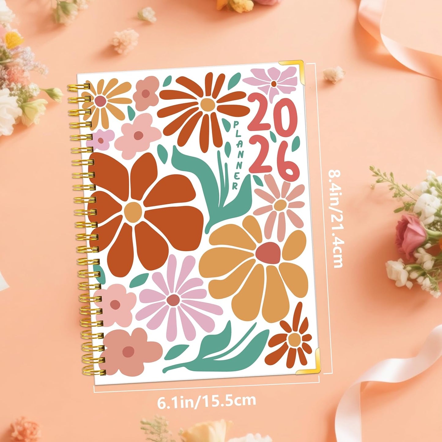 GuassLee Planner 2026 Daily Weekly and Monthly - A5 Planner from January 2026-December 2026, 6.1"x8.4" Aesthetic Agenda Planning Book with Back Pocket, Stickers, Coated Tabs, A5 Size