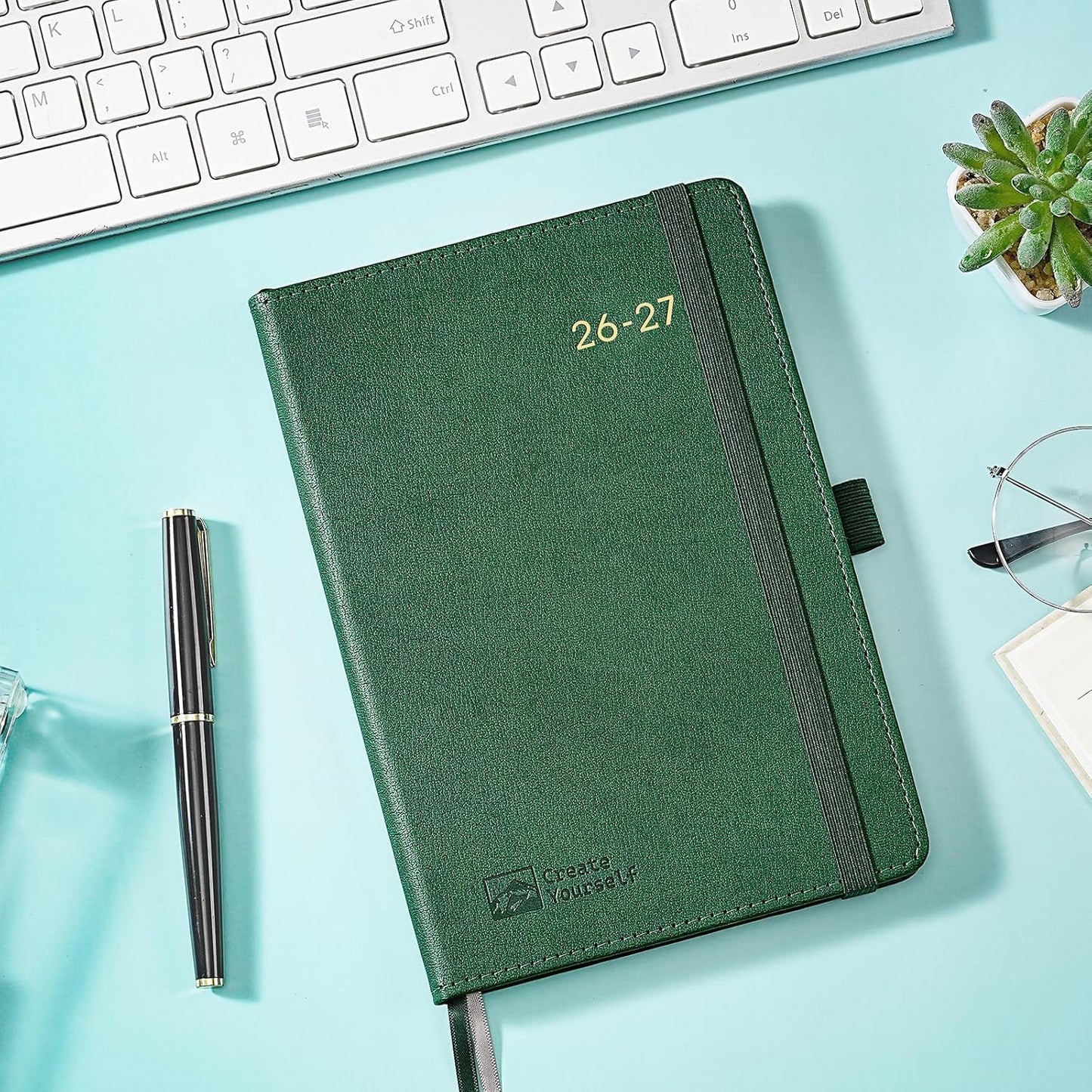 2026-2027 Planner - Academic Planner 2026-2027 Weekly Monthly Planner, July 2026 - June 2027, 5.7'' x 8.4'', Thick Paper, Leather Cover, Pen Holder, Back Pocket, Perfect Daily Organizer - Dark Green