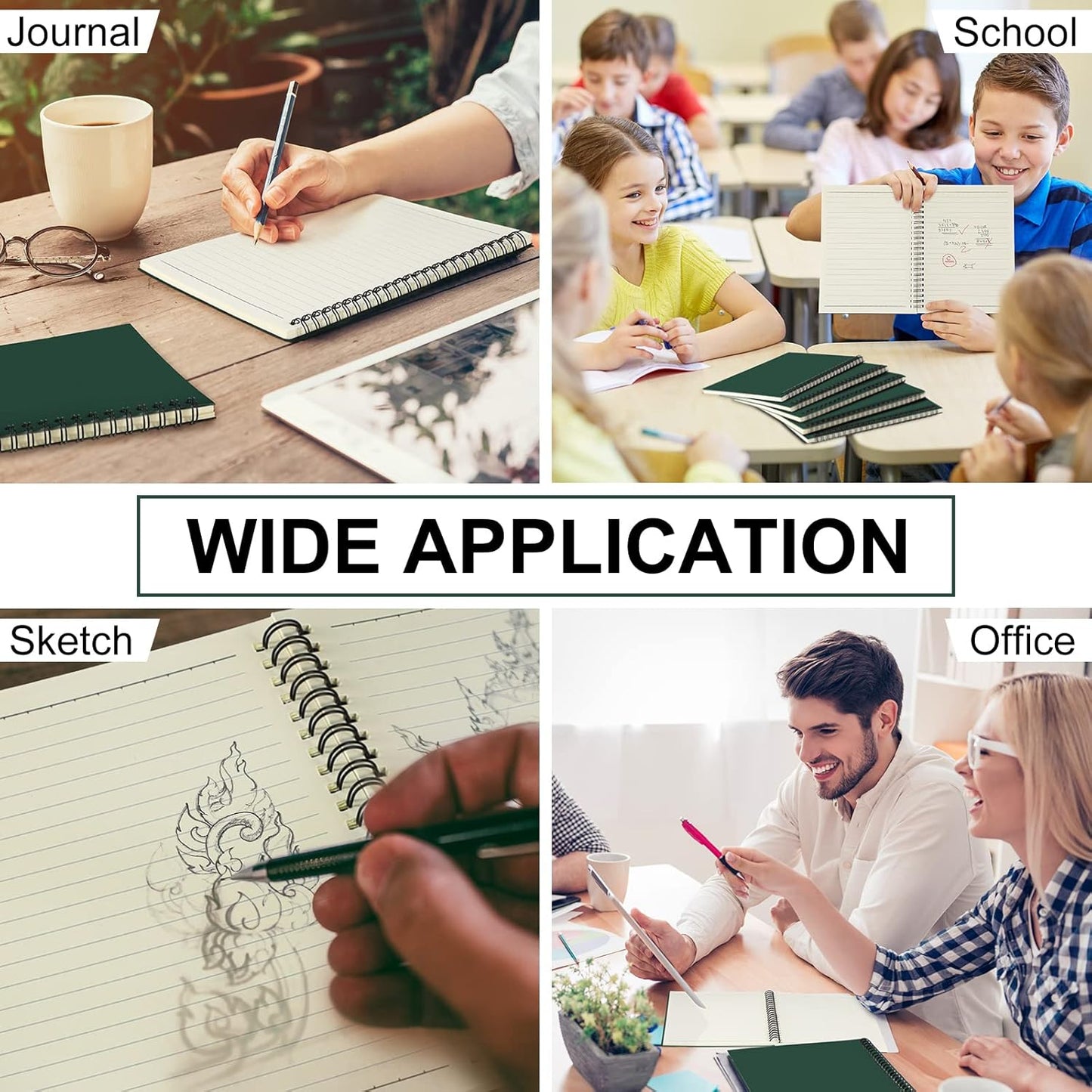 Yahenda Spiral Notebook Bulk A5 Journal Lined 8.3'' x 5.5'' Writing Composition Paper Small Notepad Subject Notebook for Students Office Business Back to School Supplies(Deep Green,18 Pcs)