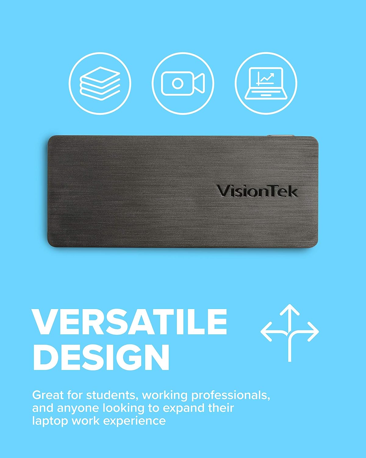 VisionTek VT1000 Universal Dual Full HD USB 3.0 Laptop Monitor Docking Station, Displaylink, HDMI, DisplayPort, VGA, RJ45 Ethernet, for MacBook & Windows (901147) (Renewed)