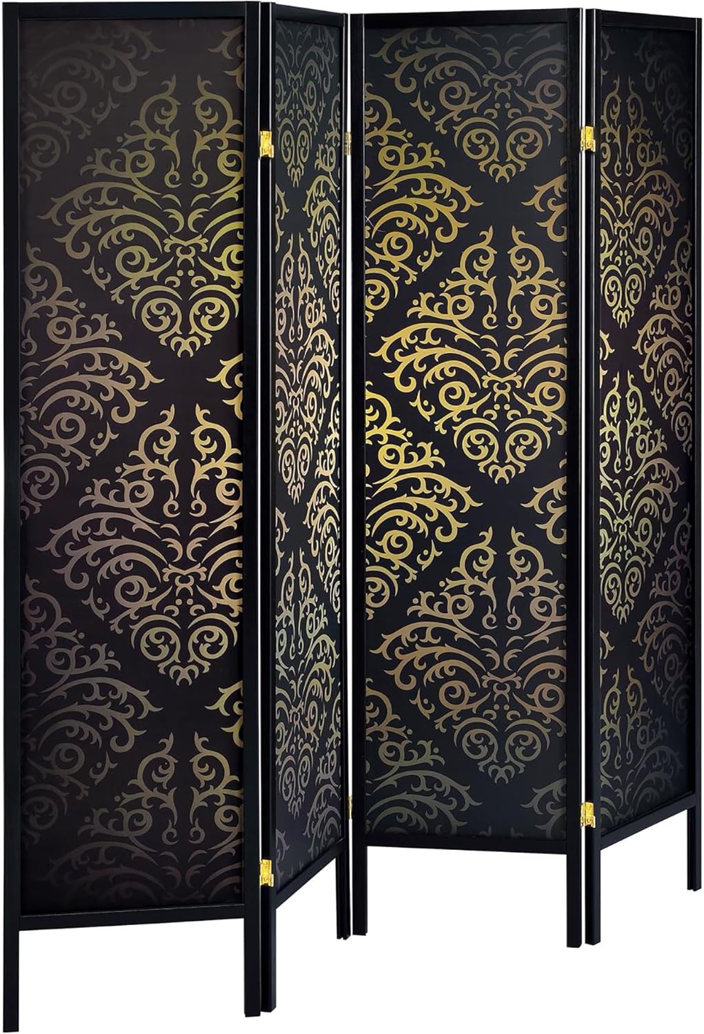 NicBex Room Divider 4 Panel Room Dividers with Damask Print Partition Room Dividers and Folding Privacy Screens Wall Divider for Home, Office, Room Separation,69.5" W x 0.75" D x 70.25" H, Black - Lumora Desk