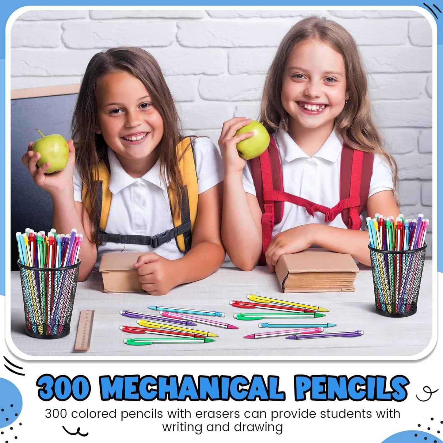 Colarr 300 Pieces Mechanical Pencils 0.7 mm with Eraser Pastel Art Pencils for Kid School Students Artist Writing Drawing for School Student Writing Drawing Sketching