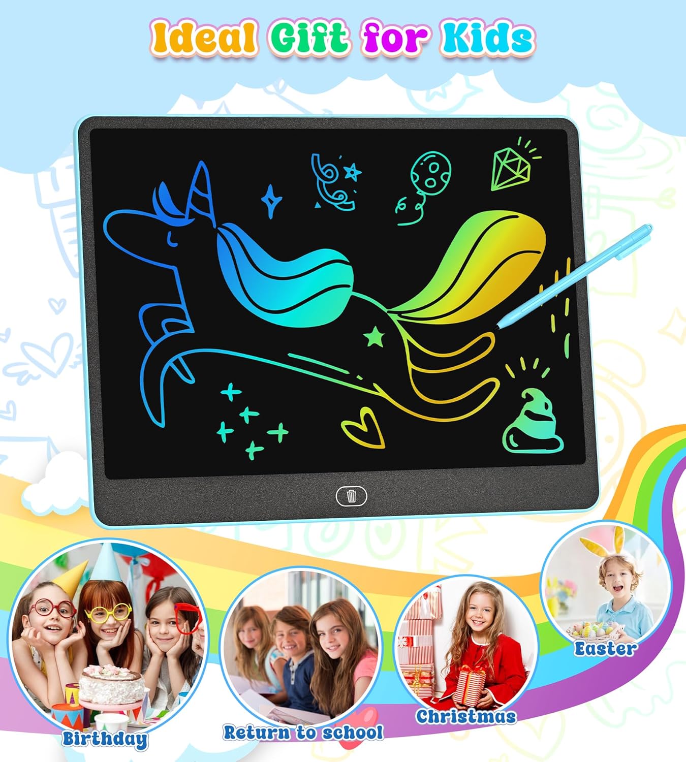 LCD Writing Tablet, 16 Inch Colorful Doodle Board Drawing Tablets for Kids, Toddler Educational Learning Toys for 3 4 5 6 7 8 Year Old Boys Girls Birthday Christmas Gift