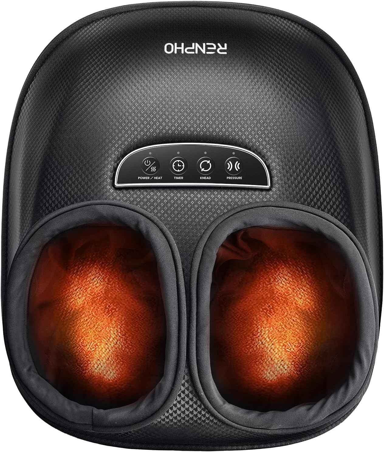 RENPHO Foot Massager with Heat [2026 Upgraded], 3 Levels Compression Deep Kneading, FSA Eligible HSA Shiatsu Massager for Plantar Fasciitis, Father Day Gifts for Husband Men, Size Up to 13", Black