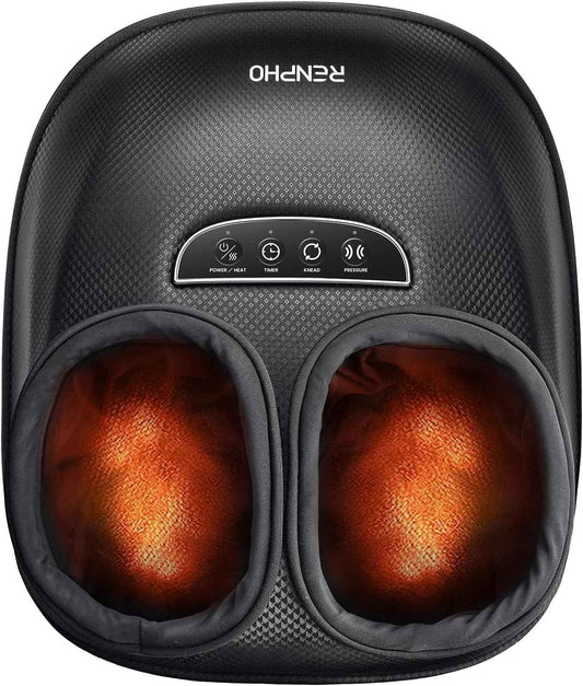 RENPHO Foot Massager with Heat [2026 Upgraded], 3 Levels Compression Deep Kneading, FSA Eligible HSA Shiatsu Massager for Plantar Fasciitis, Father Day Gifts for Husband Men, Size Up to 13", Black